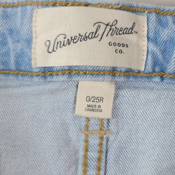 Universal Thread Vintage Midi Denim Shorts Blue Light SZ 0 25R Distress Cut Off - Picture 6 of 8